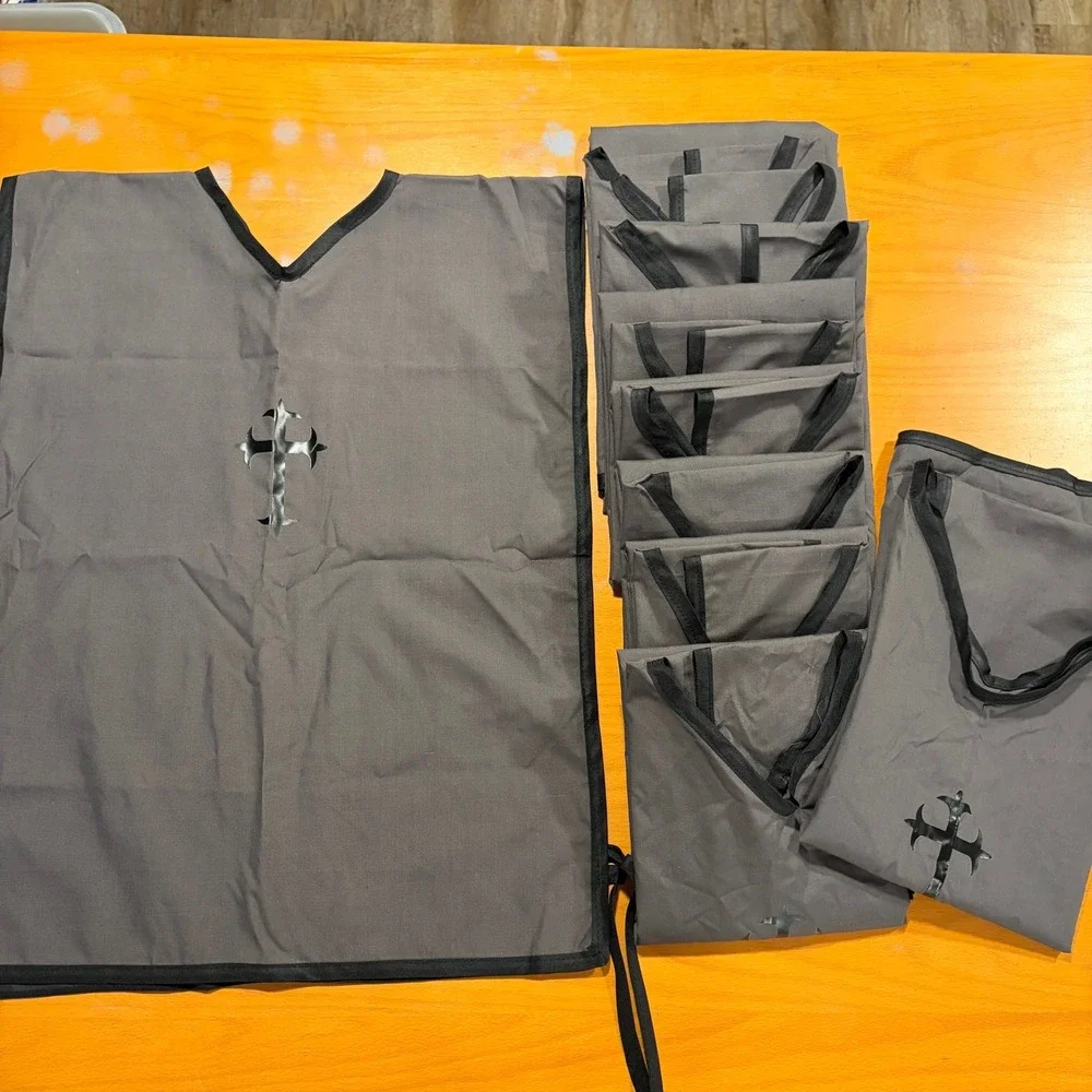 Handmade Kids Crusader Knight Costume Tunic Lot of 10 Gray Medieval Cross Party